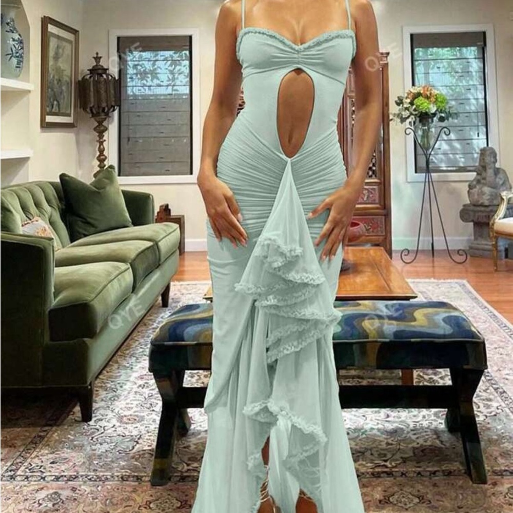 Sleeveless V-Neck Hollow-Out Maxi Dress Ruched
